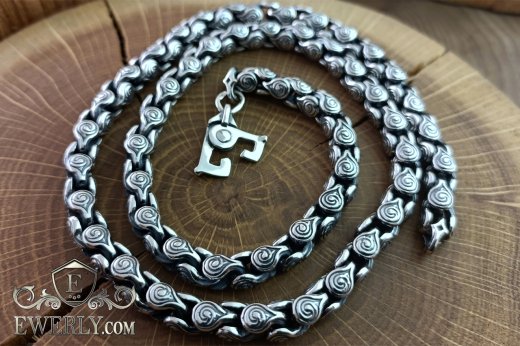 Designer chain made of silver 3 with blackening, фото